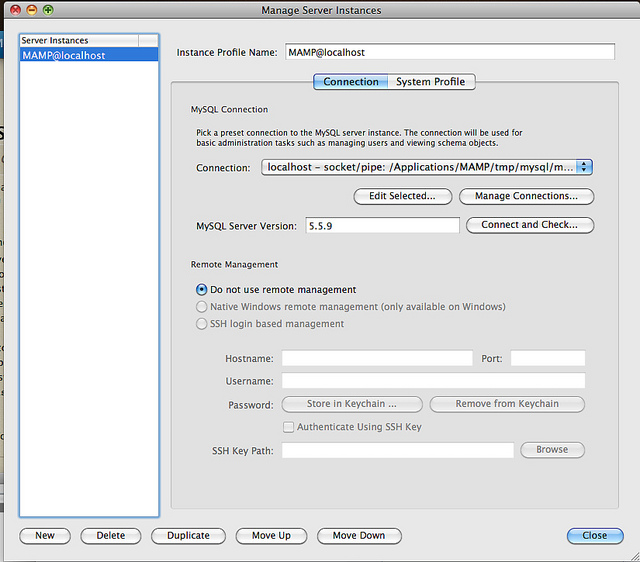 MySQL Workbench MAMP Connection Settings